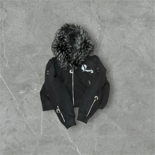 PROSPERITY 🕸️🐺BLACK FUR HOODIE